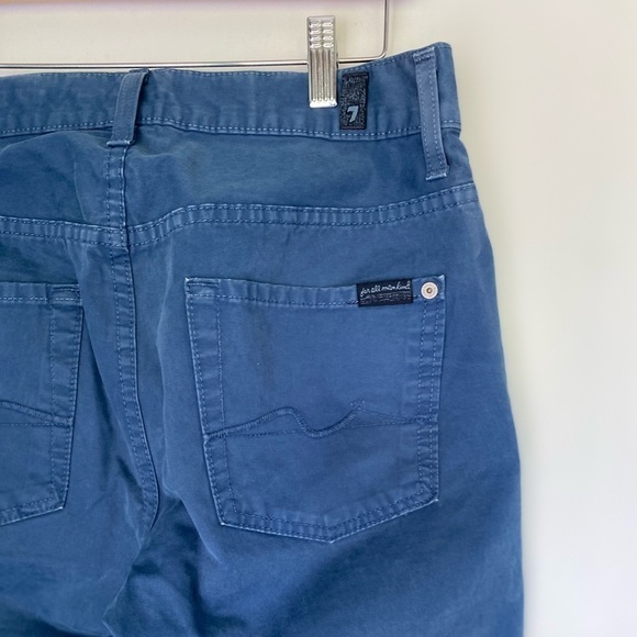 7 for all mankind Solid Blue Cotton Jean Style Pants Mens Size 28 Made in USA - Picture 4 of 8